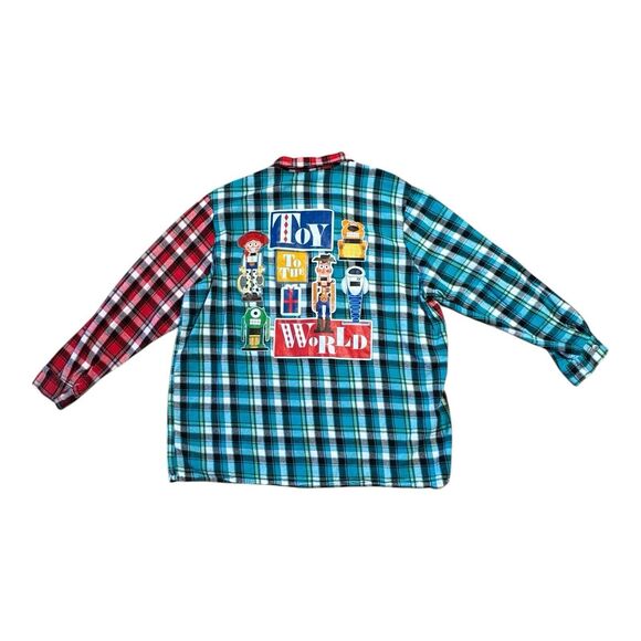 Disney Pixar Toy Story “Toy To The World” Christmas Flannel Snap Button Up XXL - Picture 2 of 15
